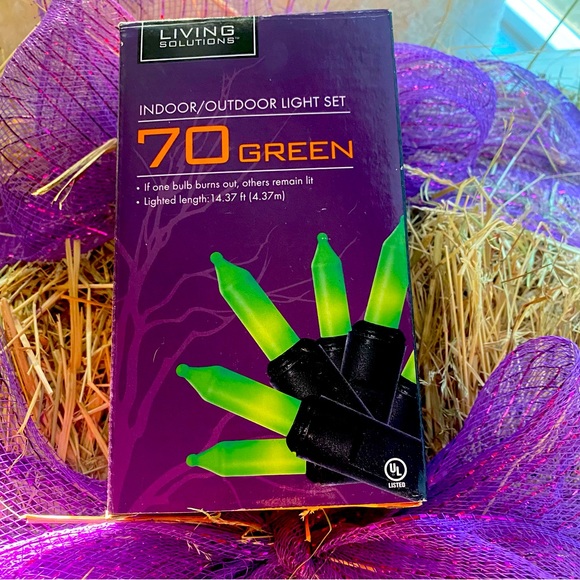 70 Green Mini Light 14.37’Ft Black Wire Lighted Length String Halloween Lights - Picture 2 of 8